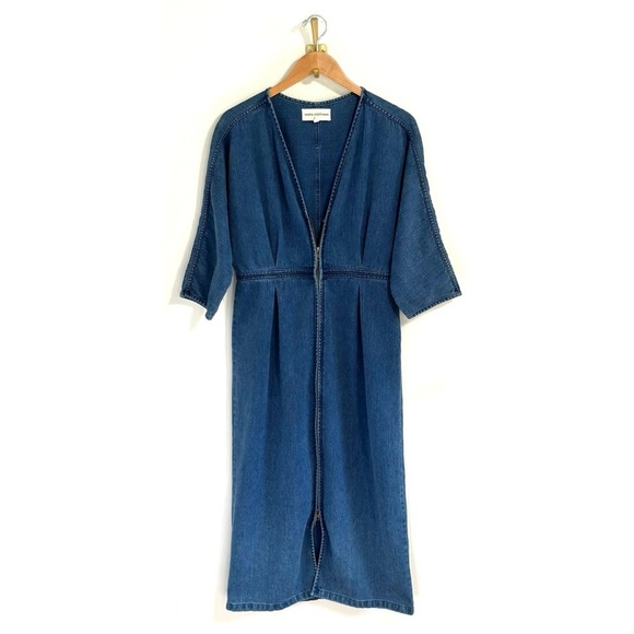 Mara Hoffman Midi Denim Long-Sleeve Annetta Dress - Picture 2 of 8